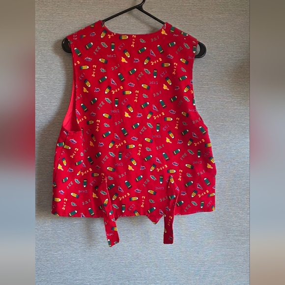Red Patterned Math Womens Vest - Picture 2 of 4